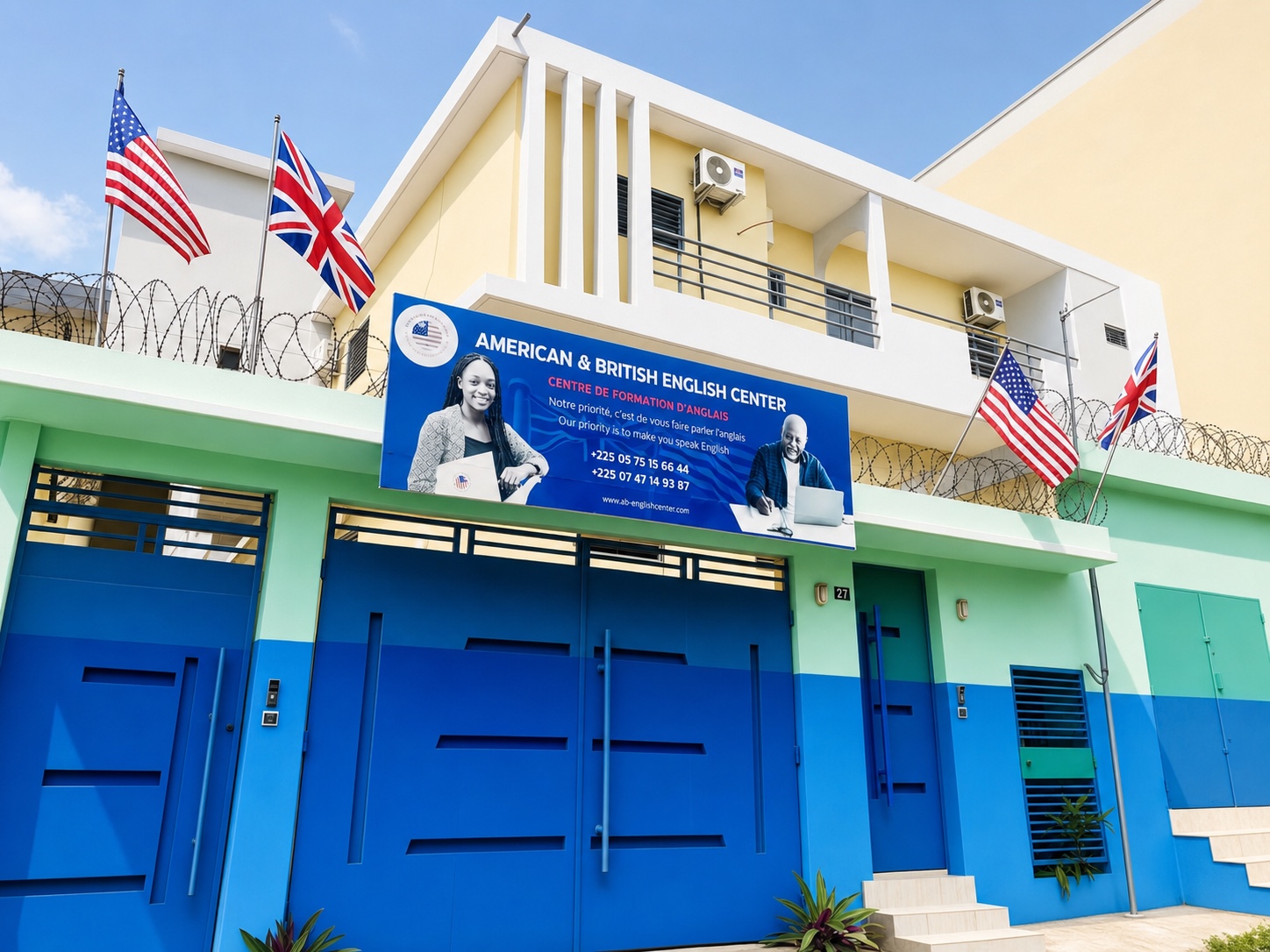 Façade de l’American & British English Center à Cocody Angré Bessikoi, Abidjan