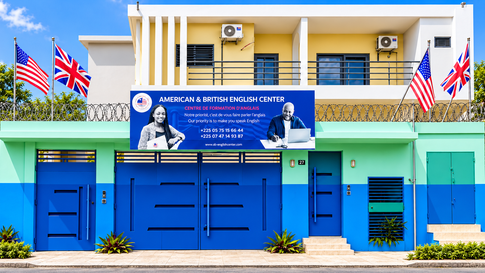 Façade de l’American & British English Center à Cocody Angré Bessikoi, Abidjan